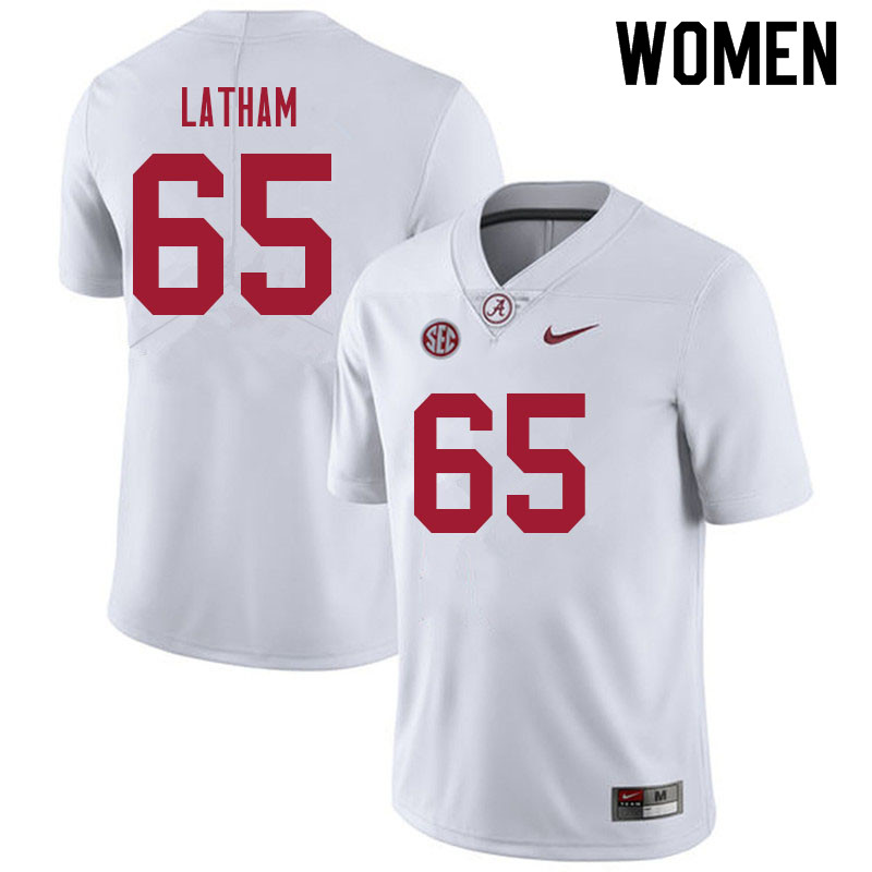 Alabama Crimson Tide Women's JC Latham #65 White NCAA Nike Authentic Stitched 2021 College Football Jersey KU16N78CV